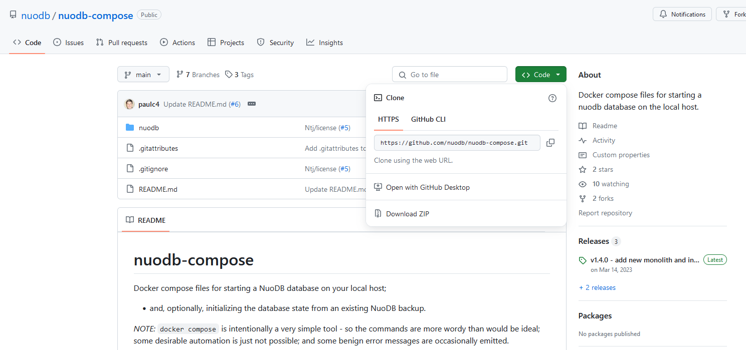 github docker compose code button