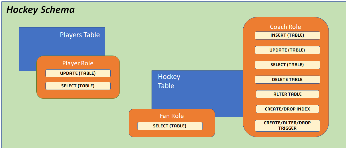 Roles for the Hockey and Player tables
